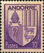 Andorra (French admin) 1944 - set Coat of arms: 10 c