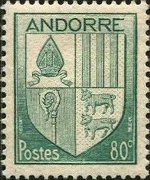 Andorra (French admin) 1944 - set Coat of arms: 80 c