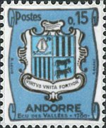 Andorra (French admin) 1961 - set Coat of arms: 0,15 fr