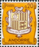 Andorra (French admin) 1961 - set Coat of arms: 0,20 fr