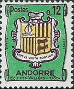 Andorra (French admin) 1961 - set Coat of arms: 0,12 fr
