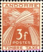 Andorra (French admin) 1946 - set Wheat sheaves: 3 fr