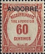 Andorra (amministrazione francese) 1931 - serie Cifra in ovale - soprastampati: 60 c