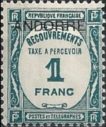 Andorra (amministrazione francese) 1931 - serie Cifra in ovale - soprastampati: 1 fr