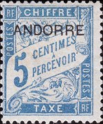 Andorra (amministrazione francese) 1931 - serie Cifra in un cartiglio - soprastampati: 5 c