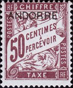 Andorra (amministrazione francese) 1931 - serie Cifra in un cartiglio - soprastampati: 50 c