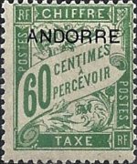 Andorra (amministrazione francese) 1931 - serie Cifra in un cartiglio - soprastampati: 60 c