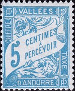 Andorra (amministrazione francese) 1937 - serie Cifra in un cartiglio: 5 c