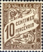 Andorra (amministrazione francese) 1937 - serie Cifra in un cartiglio: 10 c