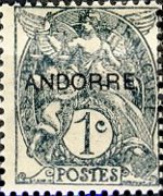 Andorra (amministrazione francese) 1931 - serie Francobolli francesi soprastampati: 1 c