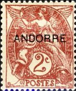 Andorra (amministrazione francese) 1931 - serie Francobolli francesi soprastampati: 2 c