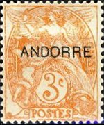 Andorra (amministrazione francese) 1931 - serie Francobolli francesi soprastampati: 3 c
