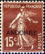 Andorra (amministrazione francese) 1931 - serie Francobolli francesi soprastampati: 15 c