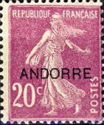 Andorra (French admin) 1931 - set French stamps overprinted: 20 c