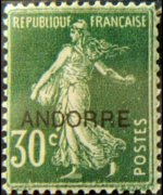 Andorra (amministrazione francese) 1931 - serie Francobolli francesi soprastampati: 30 c
