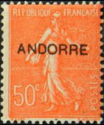 Andorra (French admin) 1931 - set French stamps overprinted: 50 c