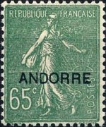 Andorra (amministrazione francese) 1931 - serie Francobolli francesi soprastampati: 65 c