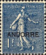 Andorra (amministrazione francese) 1931 - serie Francobolli francesi soprastampati: 1 fr