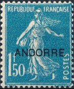 Andorra (French admin) 1931 - set French stamps overprinted: 1,50 fr