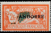 Andorra (amministrazione francese) 1931 - serie Francobolli francesi soprastampati: 2 fr