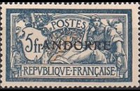 Andorra (French admin) 1931 - set French stamps overprinted: 5 fr