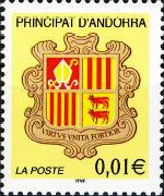 Andorra (French admin) 2002 - set Coat of arms: 0,01 €