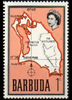 Barbuda 1968 - set Map: 1 c