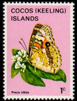 Cocos Islands 1982 - set Butterflies: 1 c