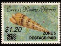 Isole Cocos 1985 - serie Conchiglie e molluschi: 1,20 $ su 15 c