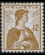 Switzerland 1909 - set Helvetia - new type: 12 c