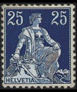 Switzerland 1908 - set Sitting Helvetia: 25 c