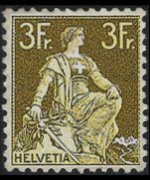 Switzerland 1908 - set Sitting Helvetia: 3 fr