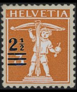 Svizzera 1909 - serie Walter Tell: 2½ c su 3 c