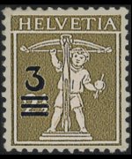 Svizzera 1909 - serie Walter Tell: 3 c su 2½ c