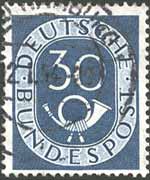 Germania 1951 - serie Cifra e corno di posta: 30 p