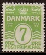Denmark 1905 - set Numeral and waves: 7 ø
