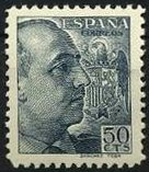 Spagna 1939 - serie Effigie del Generale Franco: 50 c