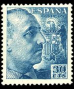 Spagna 1939 - serie Effigie del Generale Franco: 30 c