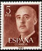 Spain 1955 - set Franco's portrait: 5 ptas