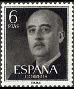 Spain 1955 - set Franco's portrait: 6 ptas