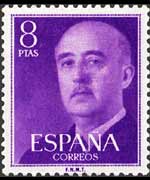 Spain 1955 - set Franco's portrait: 8 ptas