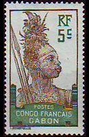 Gabon 1910 - serie Motivi coloniali: 5 c
