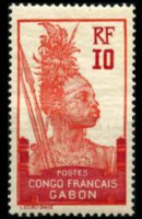 Gabon 1910 - set Colonial subjects: 10 c
