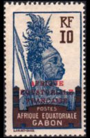 Gabon 1924 - set Colonial subjects - overprinted: 10 c