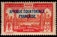 Gabon 1924 - serie Motivi coloniali - soprastampati: 30 c