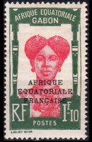 Gabon 1924 - serie Motivi coloniali - soprastampati: 1,10 fr
