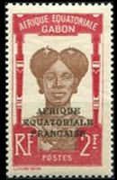 Gabon 1924 - serie Motivi coloniali - soprastampati: 2 fr