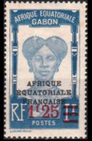 Gabon 1924 - set Colonial subjects - overprinted: 1,25 fr su 1 fr