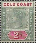 Gold Coast 1889 - set Queen Victoria: 2 sh