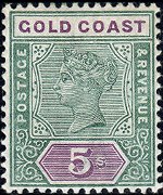 Gold Coast 1889 - set Queen Victoria: 5 sh